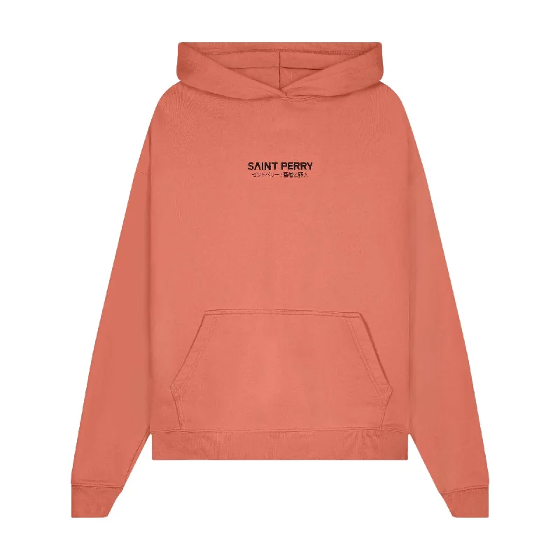 Hoodie Orange Hoodie with Color Block Contrast Stylish