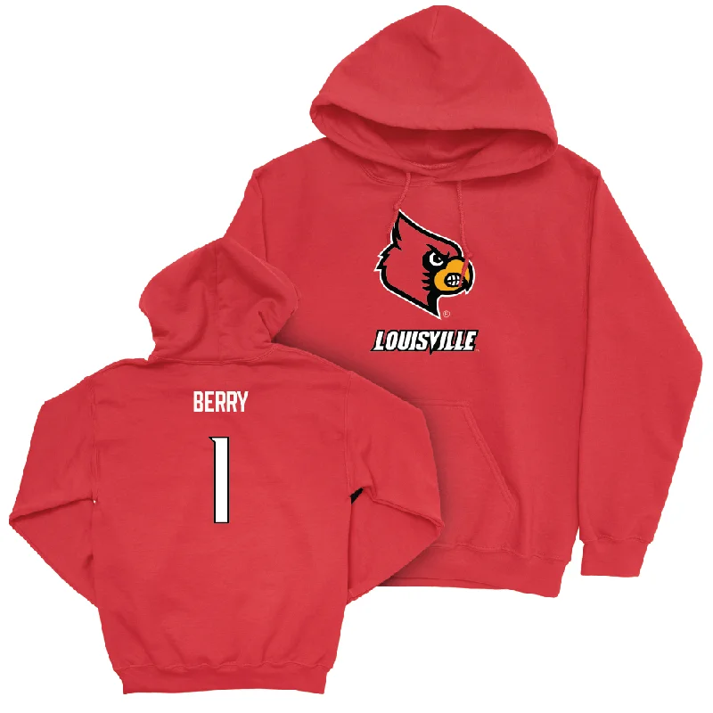 Red Women's Basketball Louie Hoodie   - Imari Berry Hoodie with Snap Buttons Easy Quick