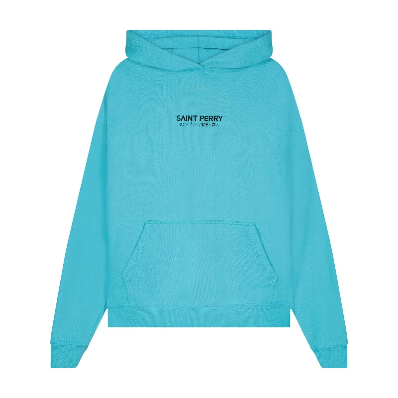 Hoodie Blue Hoodie with Typography Text Message