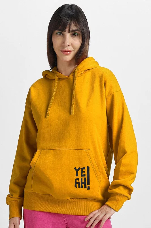 Women's Yeah Printed Fleece Pullover Hoodie Hoodie with Print Artistic Unique