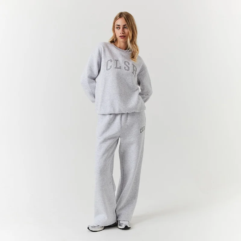 Varsity CLSR Sweatshirt Tracksuit | Light Grey Marl Hoodie with Turtle Neck Cozy Winter