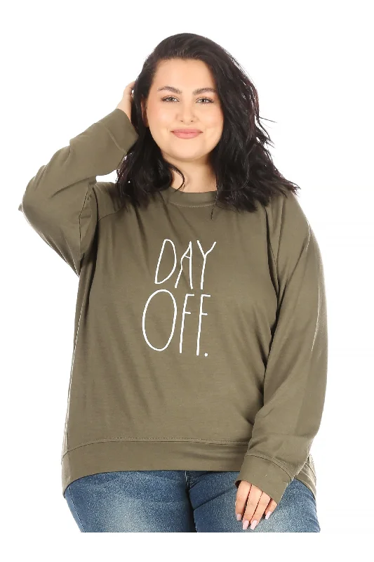 Women's "DAY OFF" Plus Size Studio Raglan Sweatshirt Hoodie Sweatshirt Pullover