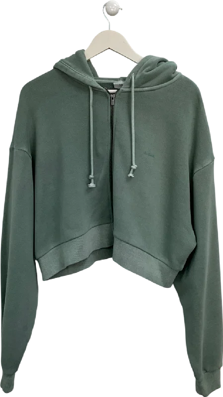 gymshark Green Relaxed Everyday Wear Zip Hoodie UK XXL Hoodie with Hem Applique Textured Unique