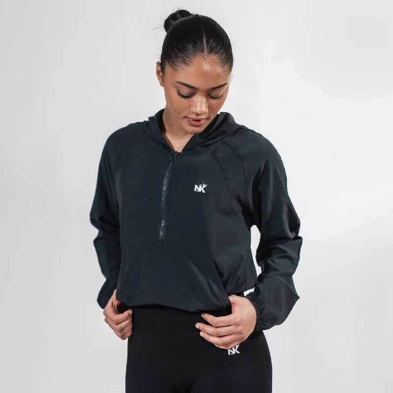 Flexi Vital - Onyx Crop Hoodie Hoodie with Hem Contrast Bold Stylish