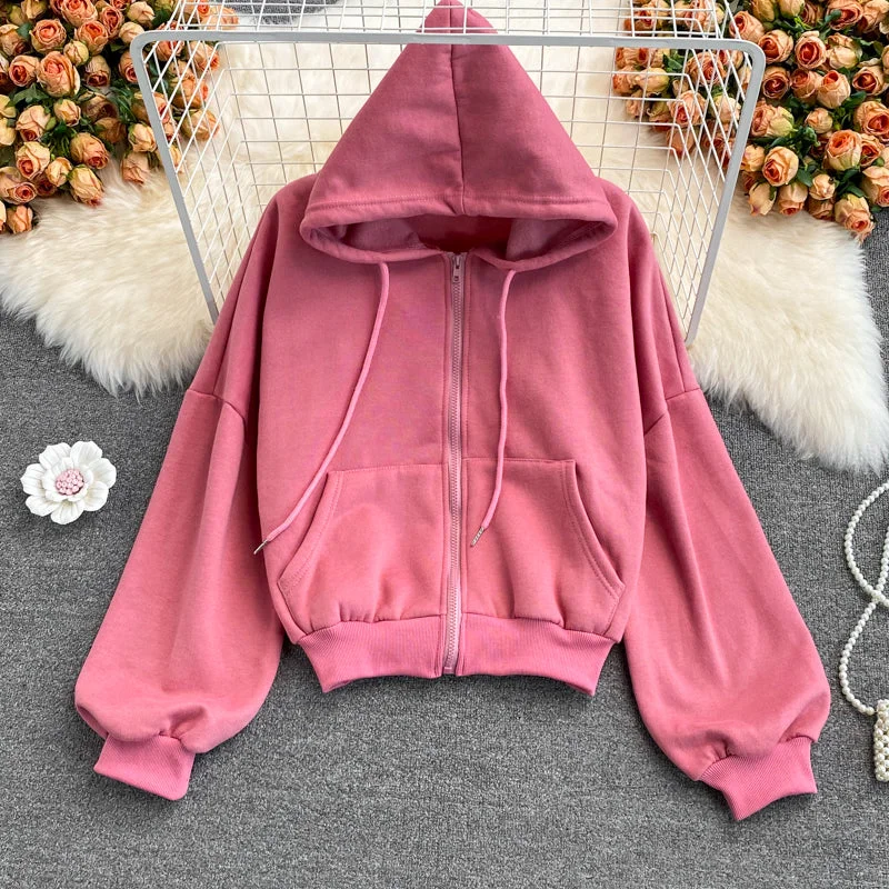 Simple long sleeve hoodie  256 Hoodie with Frayed Bohemian Relaxed