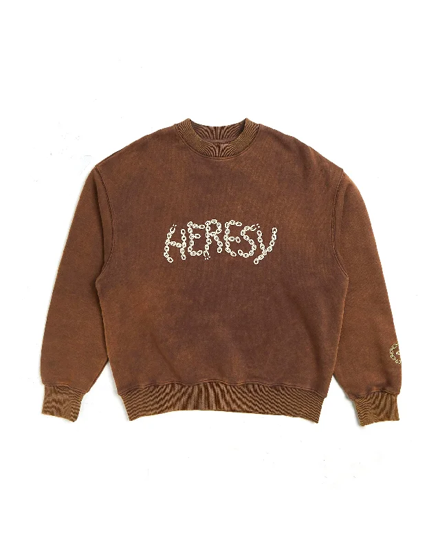 Chain Sweatshirt - Brown Hoodie with Applique Textured Unique