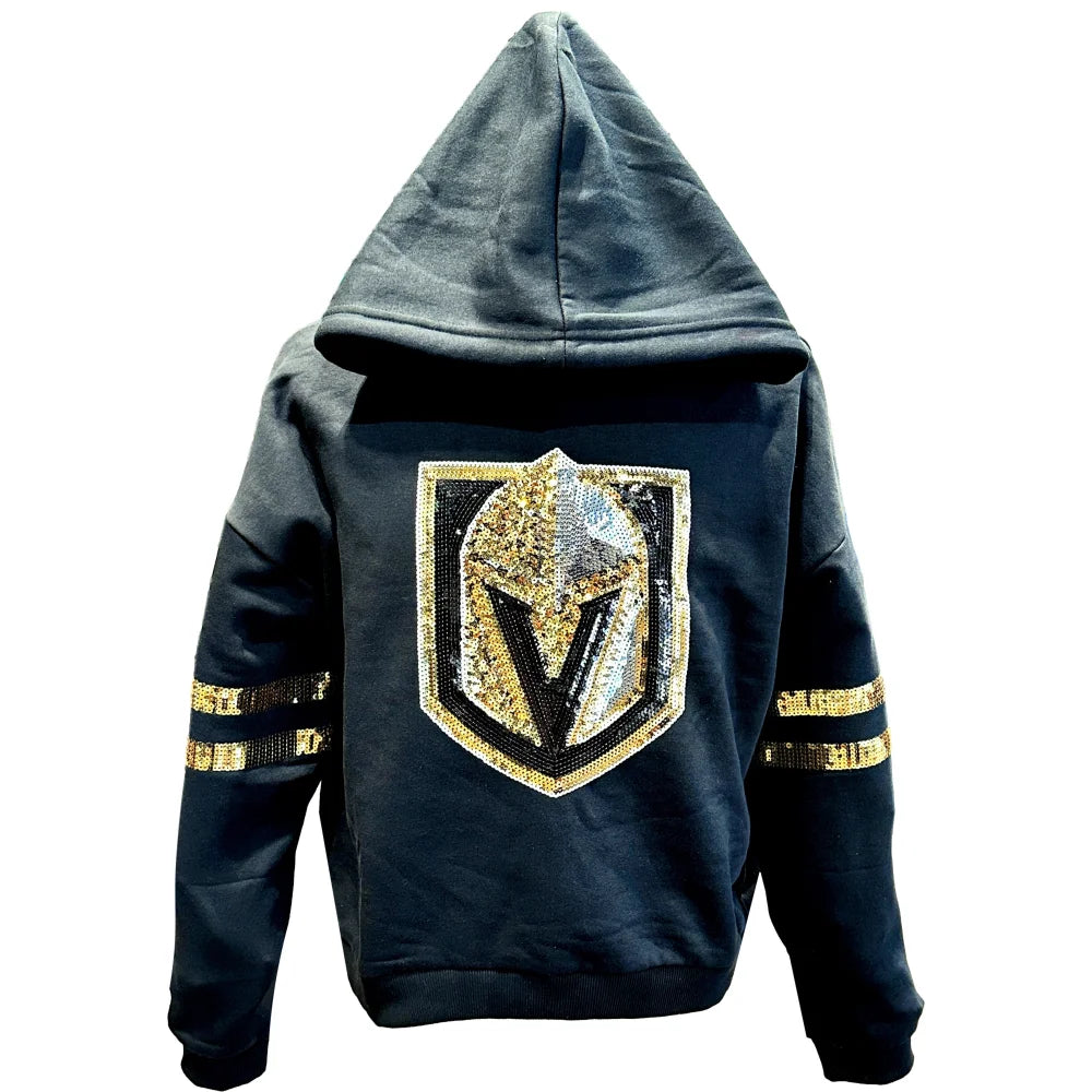 Vegas Golden Knights Women's Cuce Sequin Cropped Pullover Hoodie Hoodie with Zipper Versatile Modern