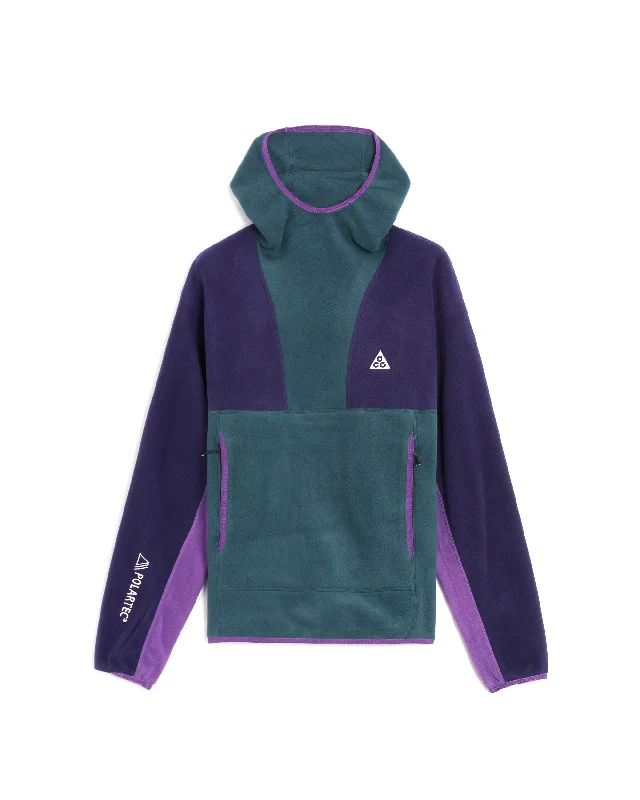 Wolftree Pullover Hoodie - Deep Jungle / Purple Ink / Summit White Hoodie with Rolled Sleeves Casual Relaxed