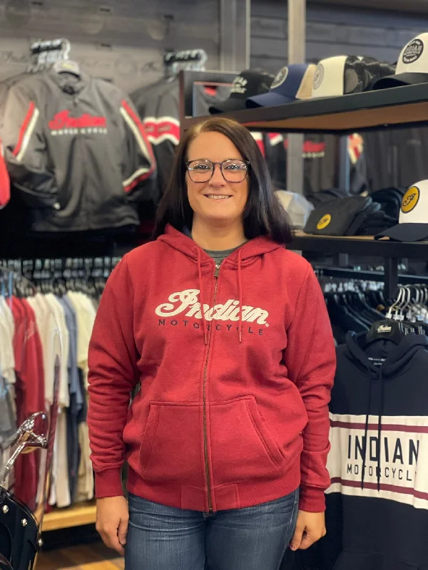 Indian Motorcycle Women's USA Flag Hoodie, Red | 2864949 Hoodie with Set-In Sleeves Structured Classic