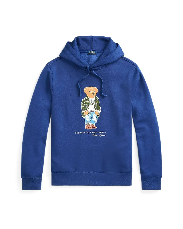 Heritage Bear Hooded Sweatshirt - Royal Hoodie with Half-Zip Sporty Casual