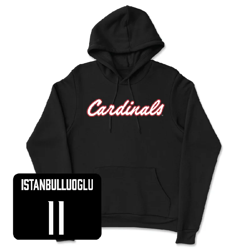 Women's Basketball Black Script Hoodie  - Elif Istanbulluoglu Hoodie with Strings Custom Fit Adjustable