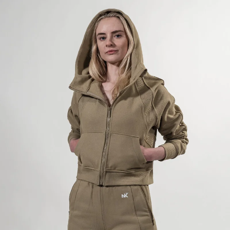 Rapunzel Hoodie - Beige Hoodie with Hem Raw Edge Edgy Unfinished