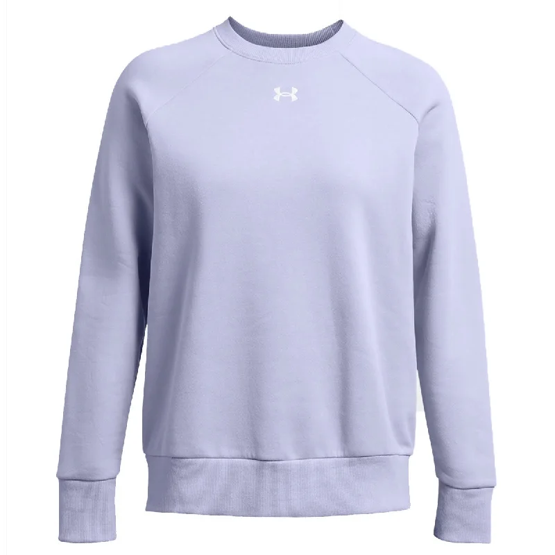 Under Armour Rival Fleece Crew Sweatshirt - Womens - Celeste/White Hoodie with Patch Decorative Personalized