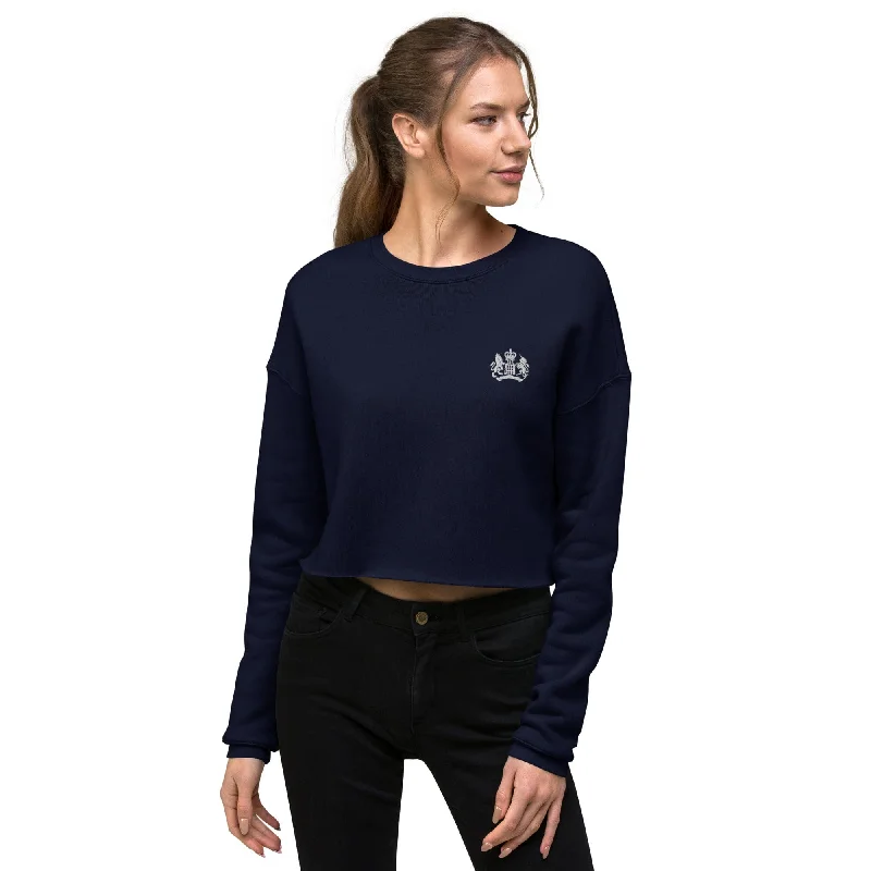 Ladies Crop Sweatshirt Hoodie with Ribbed Neckline Snug Warm