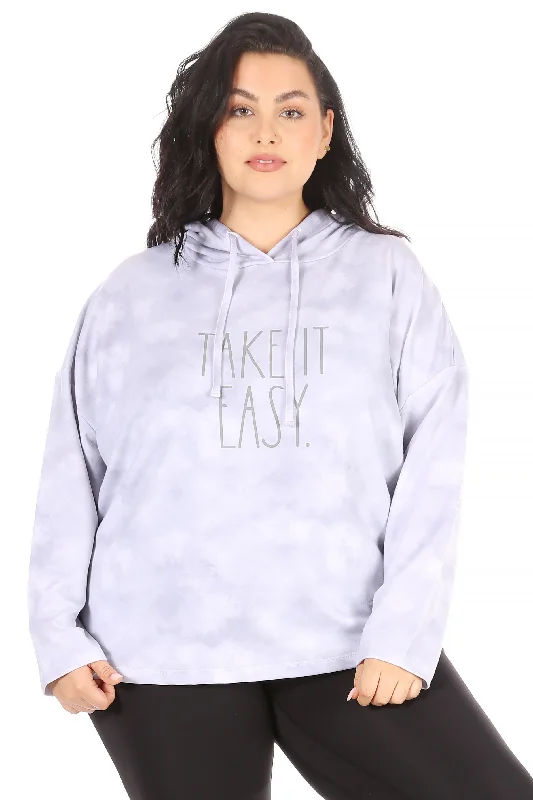 Women's "TAKE IT EASY" Plus Size Long Sleeve Pullover Fashion Hoodie Hoodie Jacket Zipper Layering