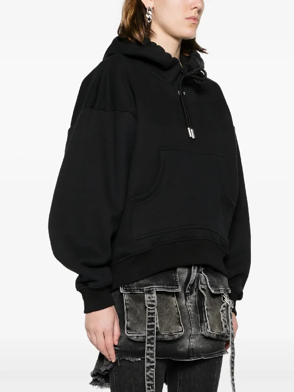 OFF-WHITE - Women Off Stamp Round Over Hoodie Hoodie with Double Zipper Versatile Adjustable