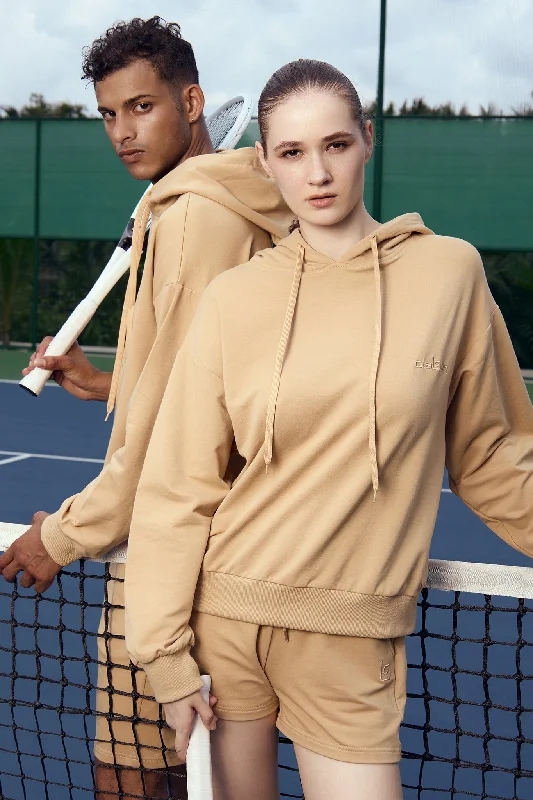 Olaben Athletic Unisex Hoodie - Cappuccino Hoodie with Mock Neck Collared Structured