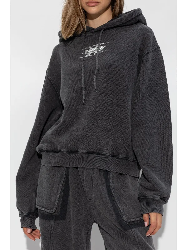 T BY ALEXANDER WANG - Women Hoodie With Blade Logo Hoodie with Sequins Glamorous Eye-catching