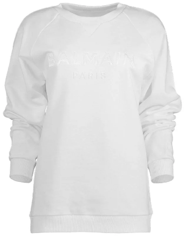 White Satin Logo Sweatshirt Hoodie with Pocket Utility Practical