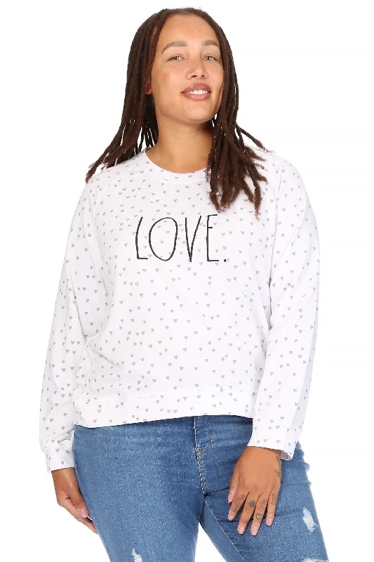 Women's "LOVE" Plus Size Studio Raglan Pullover Sweatshirt Oversized Hoodie Comfort Casual