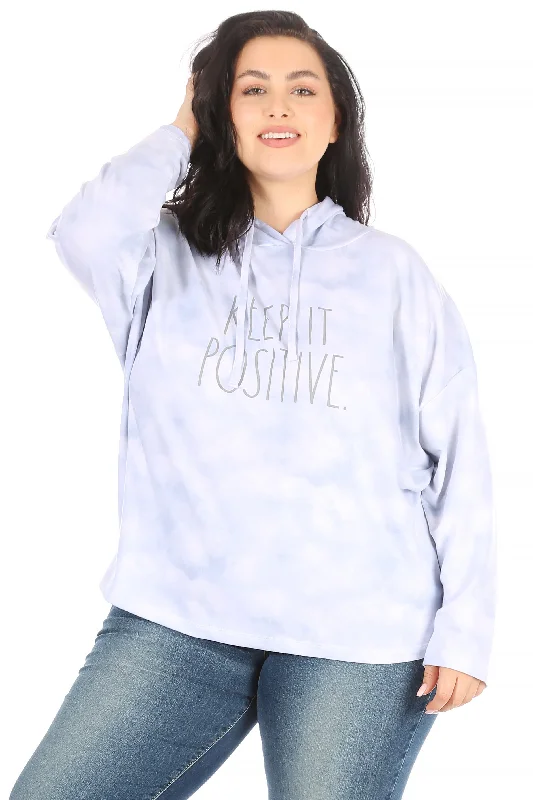 Women's "KEEP IT POSITIVE" Plus Size Slim Fit Pullover Fashion Hoodie Hooded Sweatshirt Casual Wear Street Style