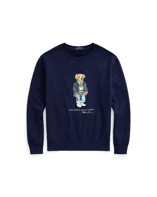 Heritage Bear Crewneck Sweatshirt - Cruise Navy Hoodie with Metallic Shiny Futuristic