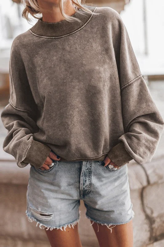 Mineral Washed Acid dye Sweatshirt Pullover Hoodie with Hem Ribbing Snug Secure