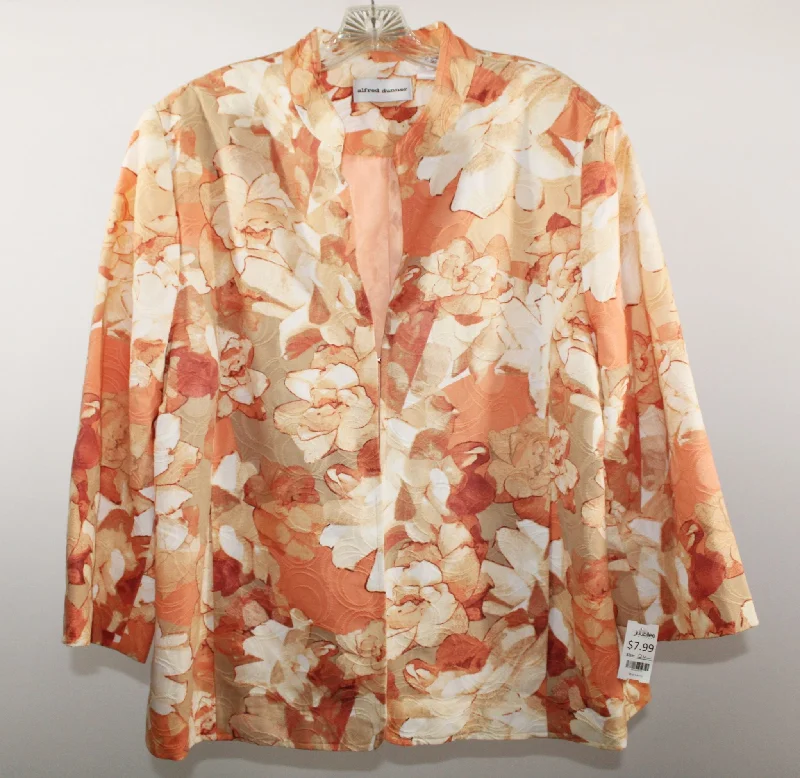 Alfred Dunner Peach Floral Jacket | 2XL Jersey Jacket Tulle Jacket Batik Jacket