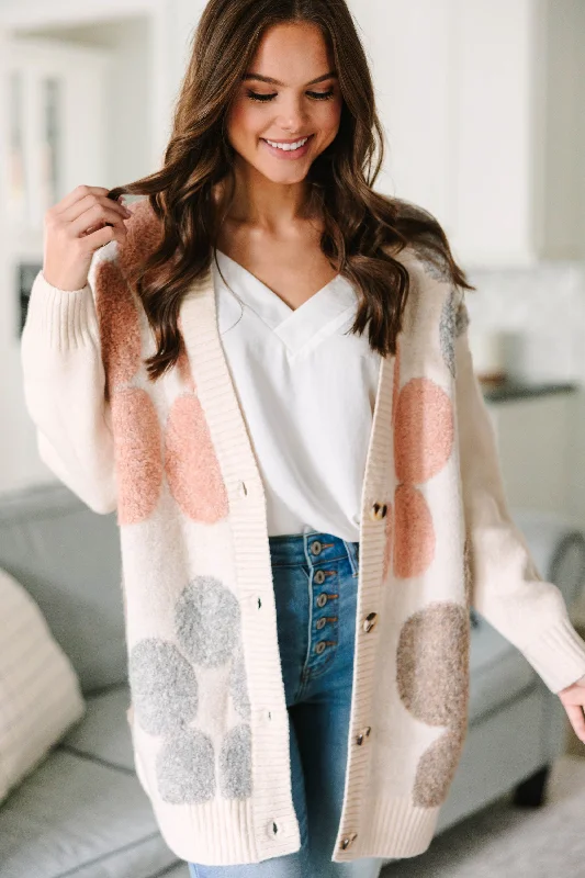 Walk This Way Oatmeal Brown Floral Cardigan Soft Cozy Warm