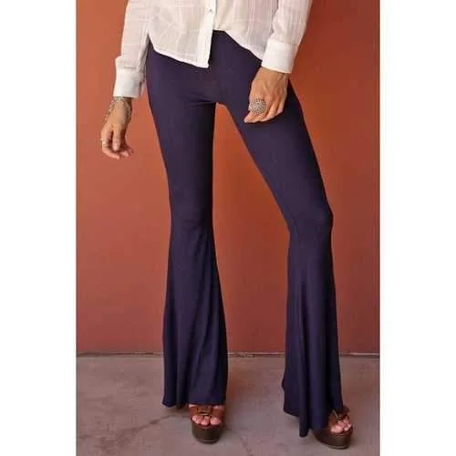 Stylish Solid Color Flare Women's Pants - Deep Purple L Chic Wool Trousers