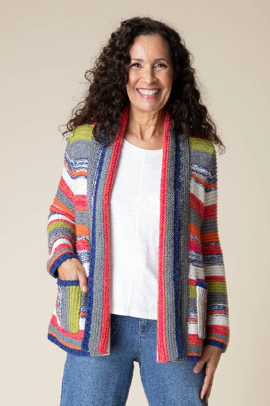 HABITAT - MULTI STRIPE CARDIGAN Plaid Cardigan Polka Dot Checkered