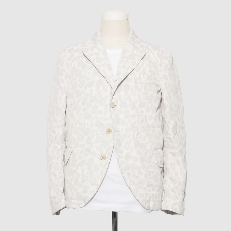 BLACK Comme des Garçons Leopard Tailored Jacket (White) Knit Fabric Woven Fabric Fleece Fabric