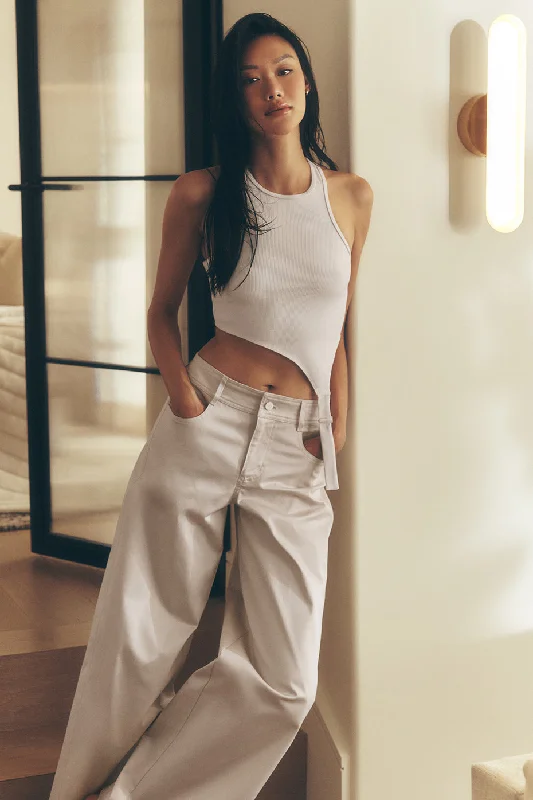 Wanderlust Wide Leg Trouser - Oat Milk Trousers Culottes Wide Leg