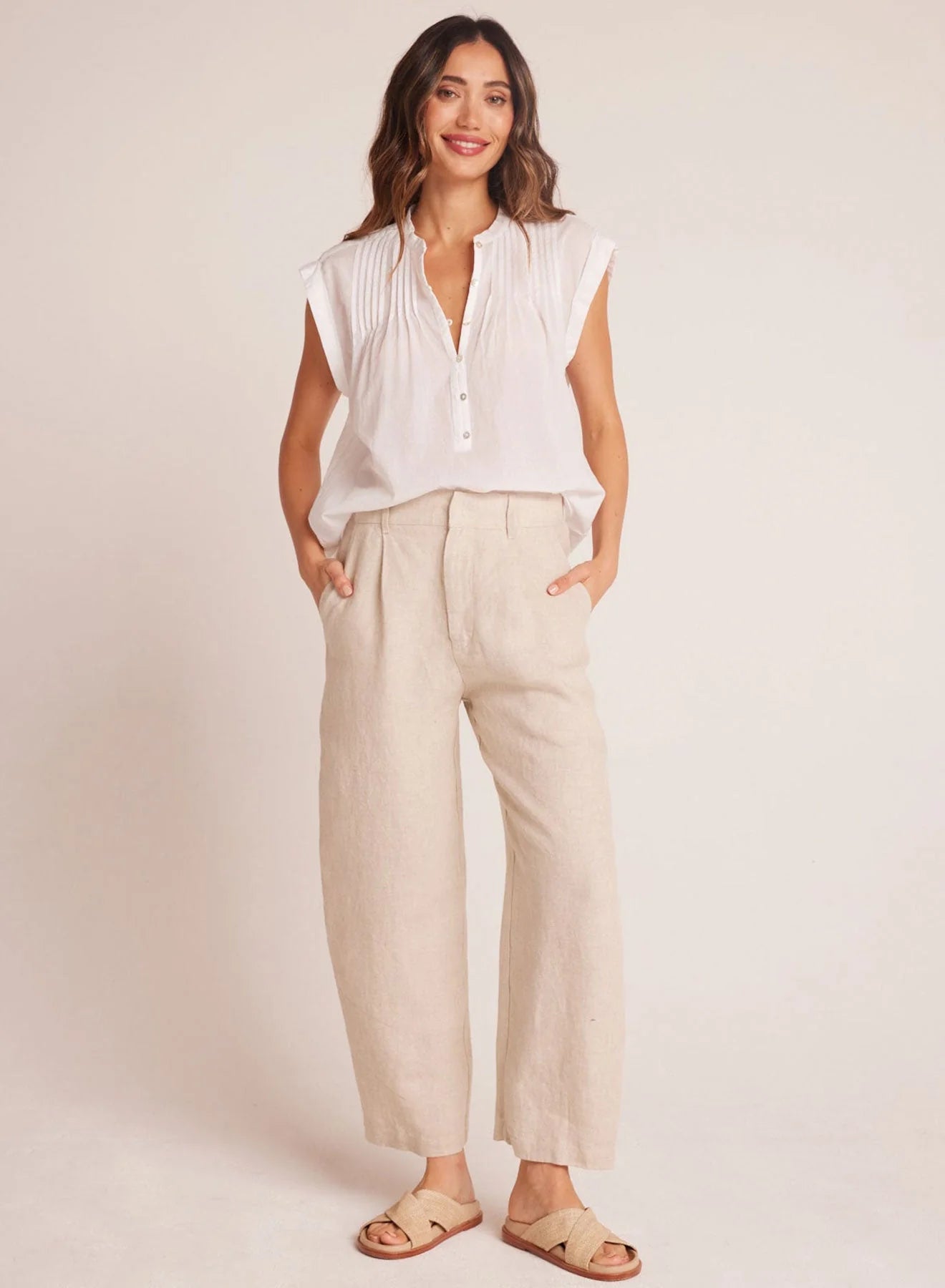 Linen Sand Trouser Cropped Trousers Casual Linen