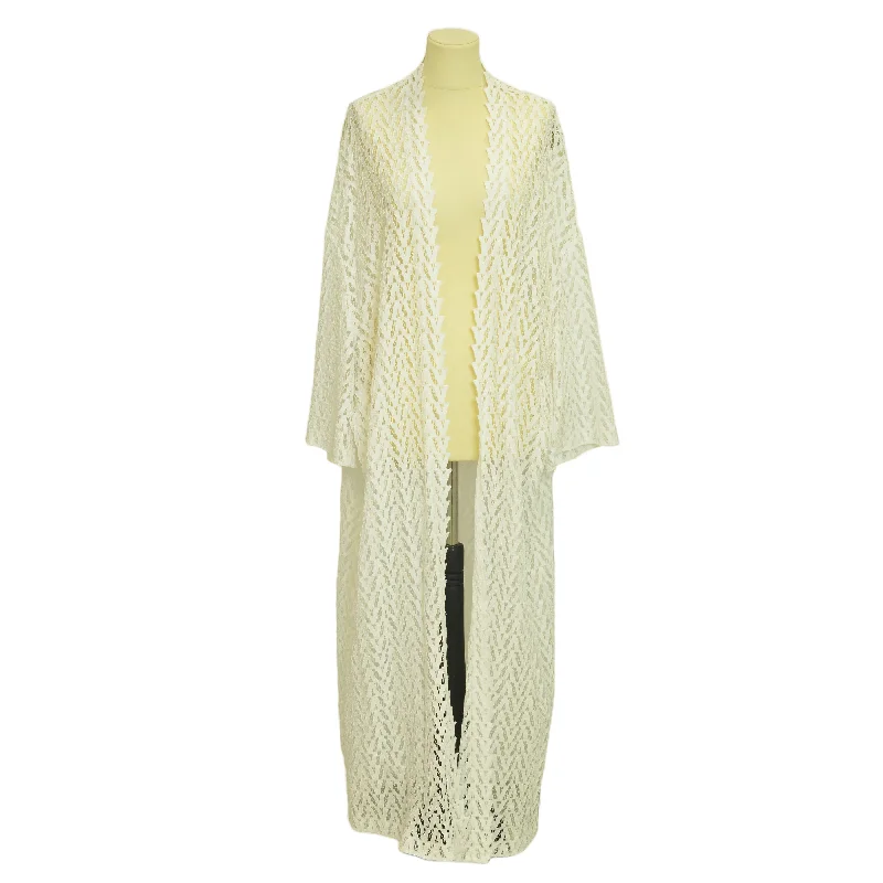 White Crochet Long Sleeve Cardigan Asymmetrical,ymmetric Pencil Cardigan