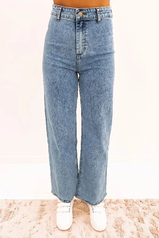 Cayn Denim Pant Light Blue Relaxed High-Waist Trousers