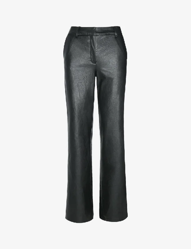 Faux Leather Wide Leg Trouser Trousers High Rise Slim Fit