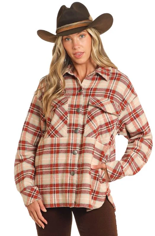 Women's Rock & Roll Plaid Fringe Shirt Jacket Jacket Blazer Coat