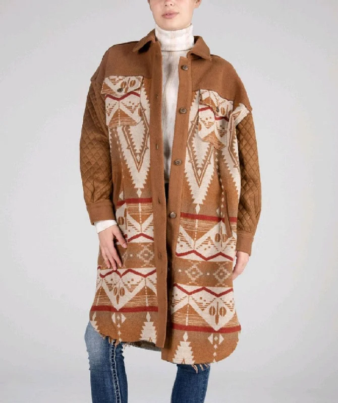 Women's Miss Me Tribal Suede Button Jacket Faux Fur Jacket Real Fur Jacket Shearling Jacket