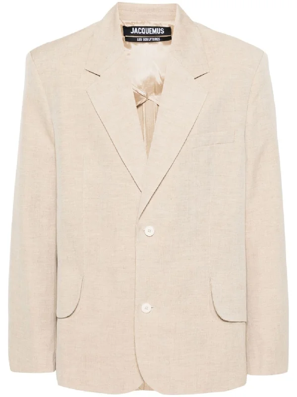 Jacquemus Jackets Beige One-Shoulder Jacket Off-the-Shoulder Jacket Asymmetrical Jacket