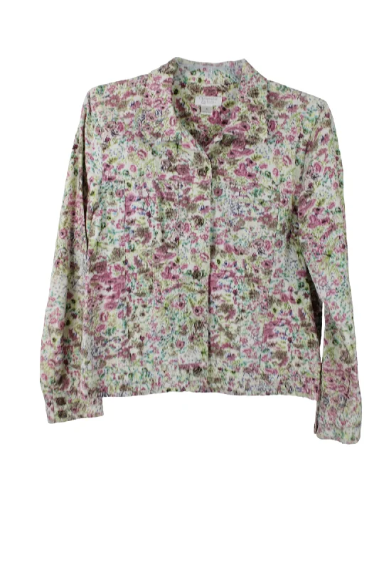 Christopher & Banks Floral Linen Blend Light Jacket | M Anorak Shell Jacket Lightweight Jacket