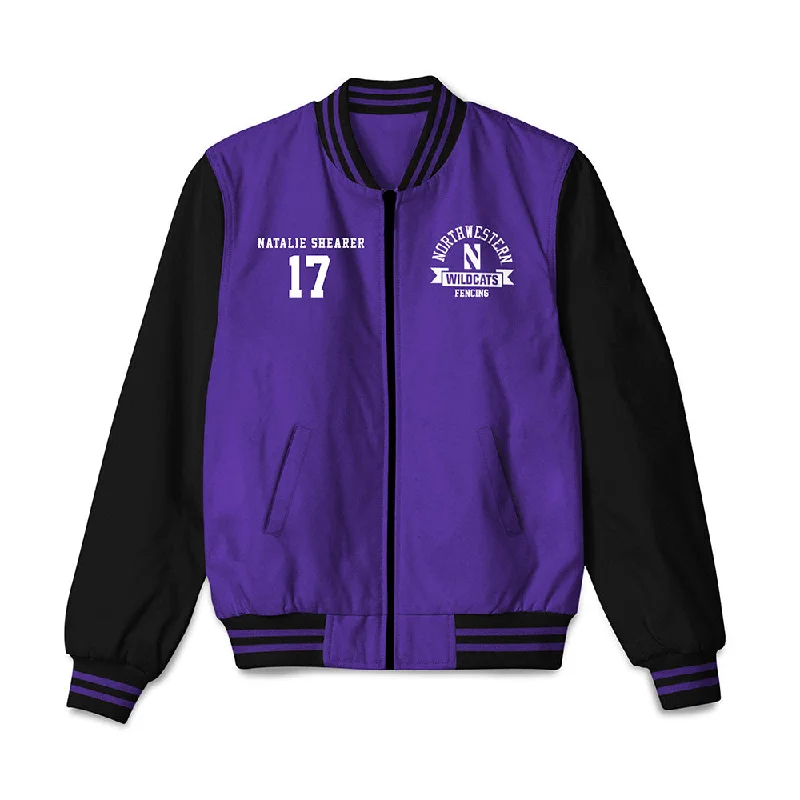 Northwestern - NCAA Women's Fencing : Natalie Shearer - Bomber Jacket Snapped Jacket Toggled Jacket Drawstring Jacket