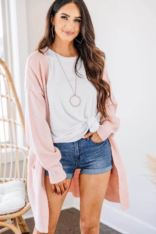 What A Dream Blush Pink Bubble Sleeve Cardigan Casual Formal Business