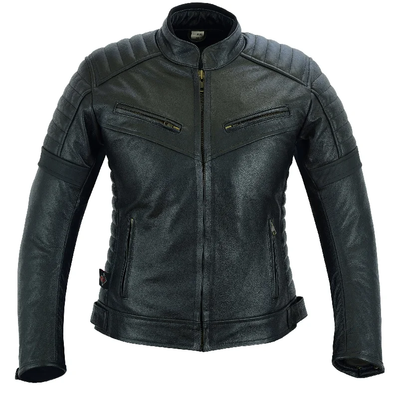 Womens Sturgis Black Leather Motorcycle Jacket Print Jacket Jacquard Jacket Embroidered Jacket