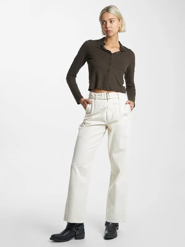 Tether Pant - Heritage White Trendy Velvet Pants