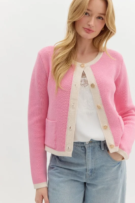 Lady Emma Cardigan | Pink Anti-Pilling Anti-Shrink Durable