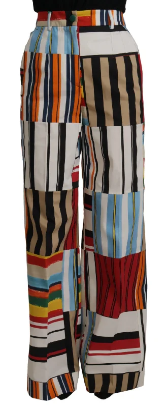 Dolce & Gabbana Elegant High Waist Striped Trousers Trousers Low Rise Relaxed