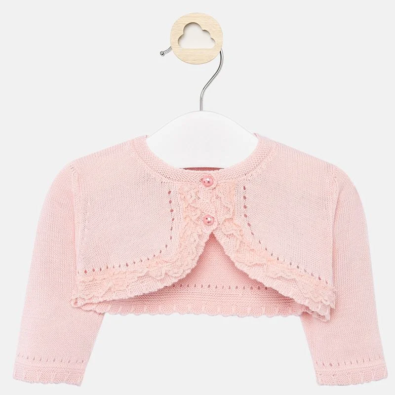 1317 Mayoral Ceremony Ruffled Knit Cropped Cardigan, Nectar Soft Pink Jersey Fabric Tulle Fabric Batik Fabric