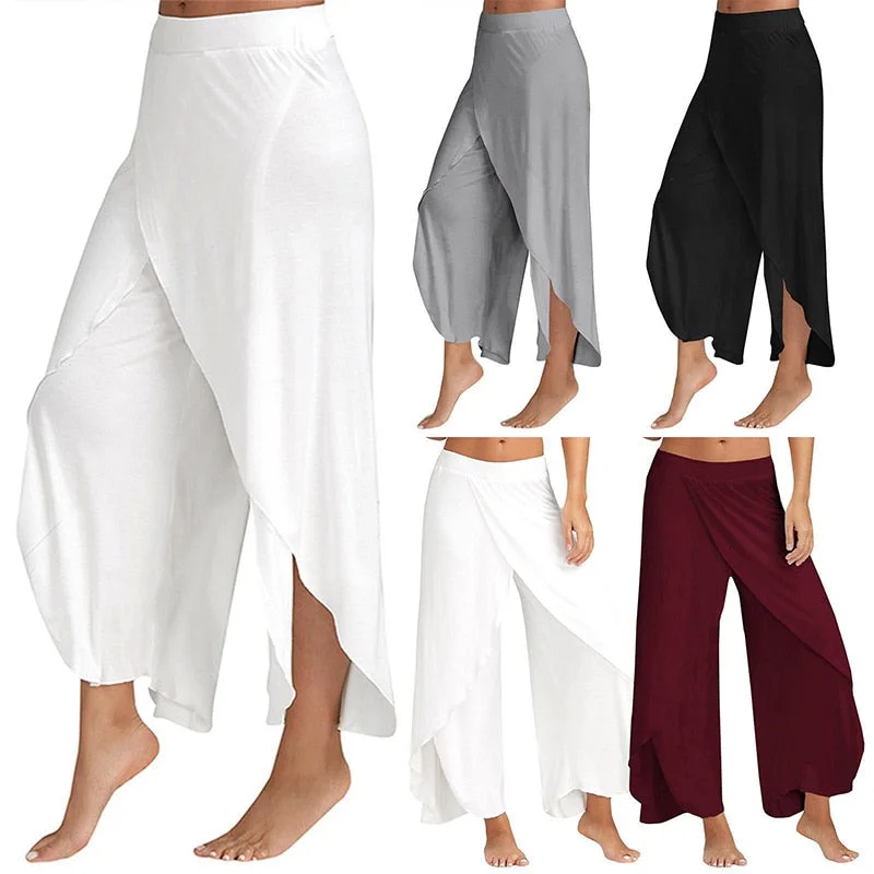 Women Wide Leg Pants Loose Fitness Yoga Split Trousers Mandala Open Leg Pants Comfort Gypsy Hippie Aladdin Harem Pants Trousers Handmade Artisanal