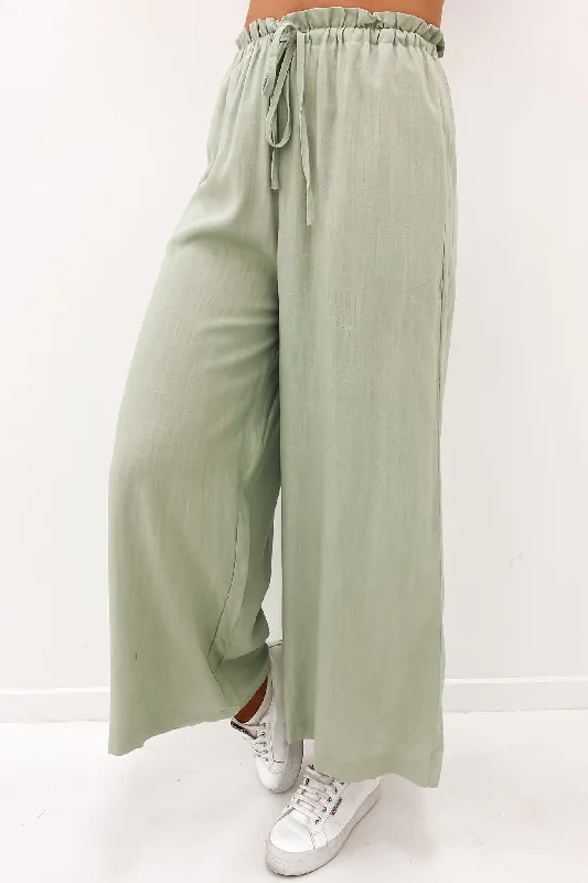 Skye Pant Green Trendy High-Waist Trousers